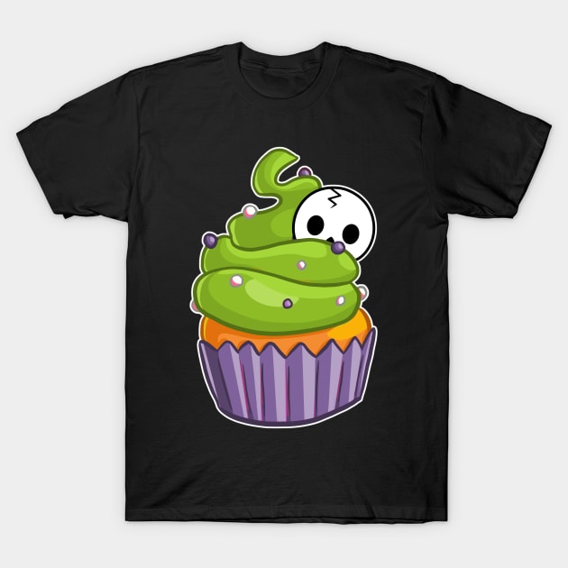 Spoopy Kawaii Cute Halloween Cupcake T-Shirt by Wanderer Bat